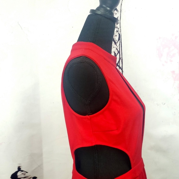 Nasty Gal Red Cut out Midi Dress - Picture 3 of 6